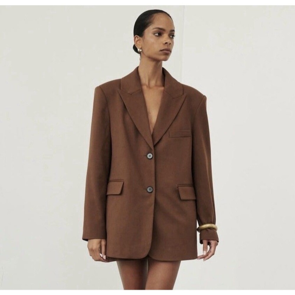 DISSH Harley Rust Brown Boyfriend Blazer 2 Wool Blend Oversized Corporate Chic